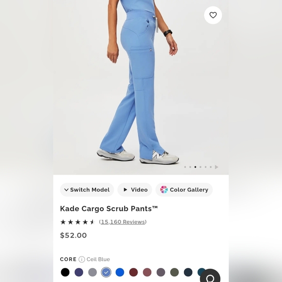 Figs Women's V-Neck Scrub Top/Pant Set in Ceil Blue - Picture 14 of 15